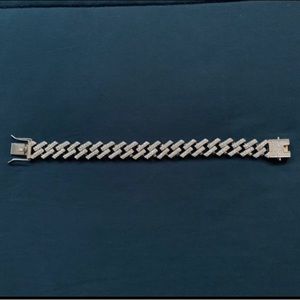 14k White Gold Plated Cuban Link Iced Bracelet 13mm *Brand New*